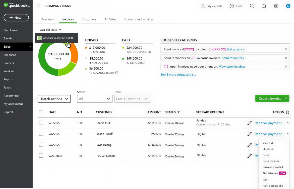 QuickBooks Get Paid Upfront